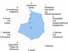 Das Sozialplanungsinstrument zeigt anhand von Spinnendiagrammen, in welchen Bereichen der Handlungsbedarf in der Gemeinde besonders groß ist.
